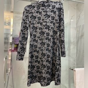 IVANKA TRUMP Grey and Black Long Sleeve Dress